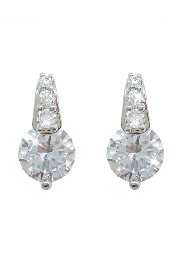 Carraig Donn Silver Round Earrings With Pave Bale