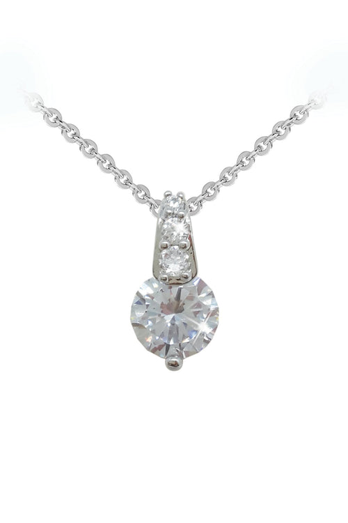 Silver Round Stone Pendant With Pave Bale