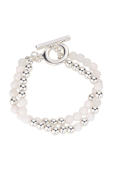 Carraig Donn Silver & White Bead Bracelet