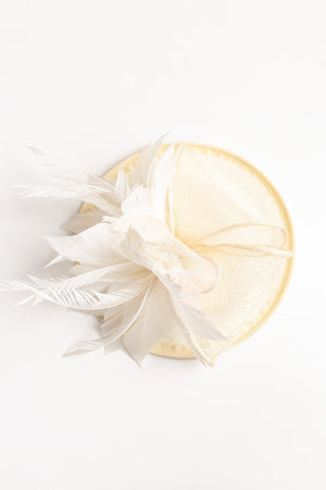 Sinamay Feather Fascinator in Cream