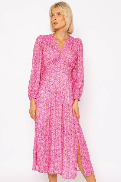 Carraig Donn Siobhan Pink Printed Midi Dress