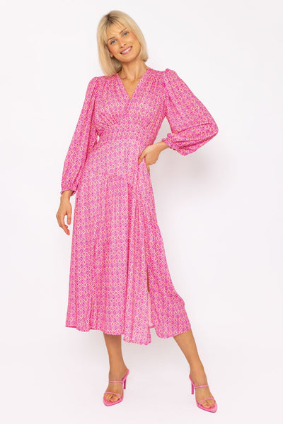 Carraig Donn Siobhan Pink Printed Midi Dress