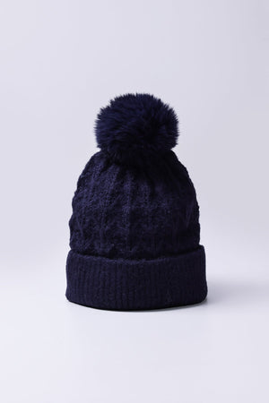 Soft Touch Cable Beanie in Navy