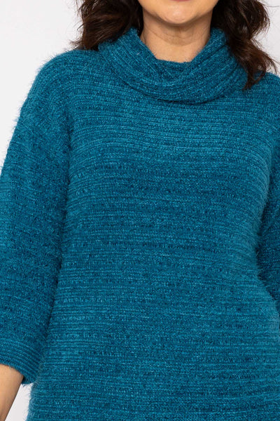 Carraig Donn Soft Touch Roll Neck Knit in Teal