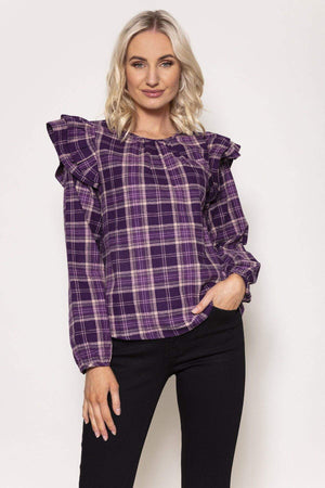 Soft Touch Ruffle Blouse in Purple
