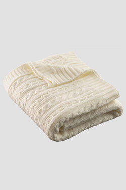 Carraig Donn Soft White Aran Knit Throw
