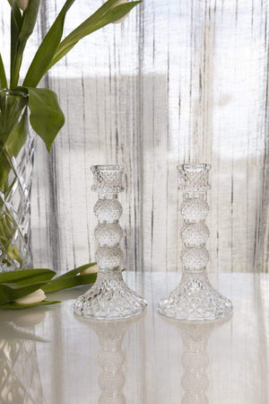 Carraig Donn Sophie Glass Candlestick Pair
