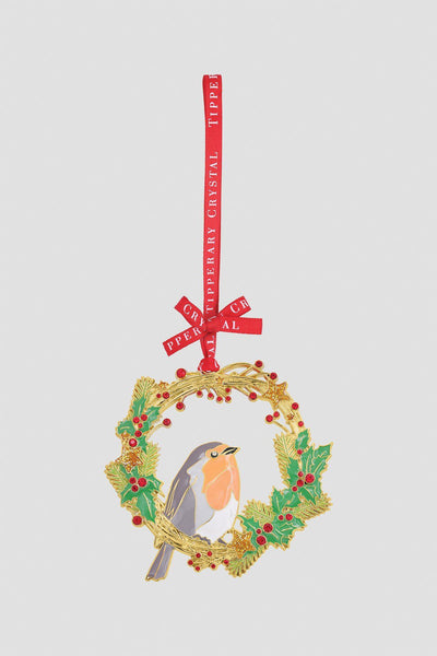 Carraig Donn Sparkle Robin & Wreath Christmas Decoration