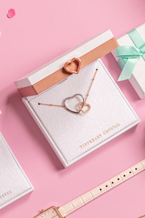 Carraig Donn Sparkling Interlinked Hearts Pendant