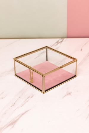 Square Glass Lidded Jewellery Box
