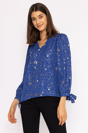 Star Print Blouse in Blue