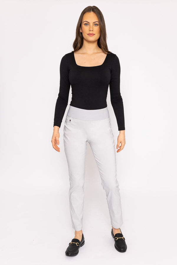 Straight Leg Bengaline Pant in Grey - Trousers