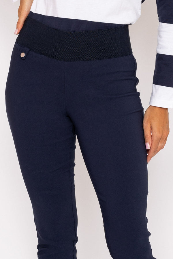 Straight Leg Bengaline Pant in Navy - Trousers
