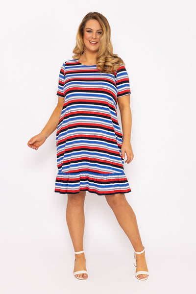 Carraig Donn Striped Knee Length Dress in Multi Print