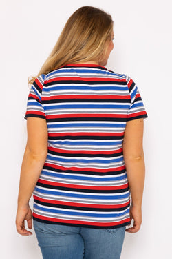Carraig Donn Striped Short Sleeve Top in Multi Print