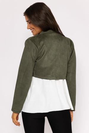 Carraig Donn Suede Bolero in Khaki