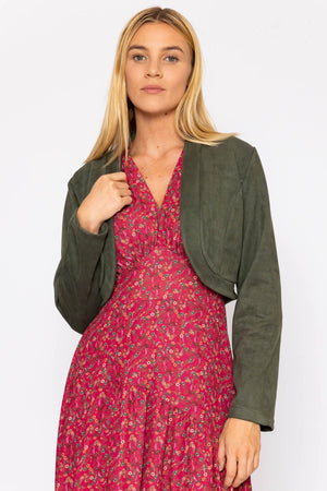 Carraig Donn Suede Bolero in Khaki
