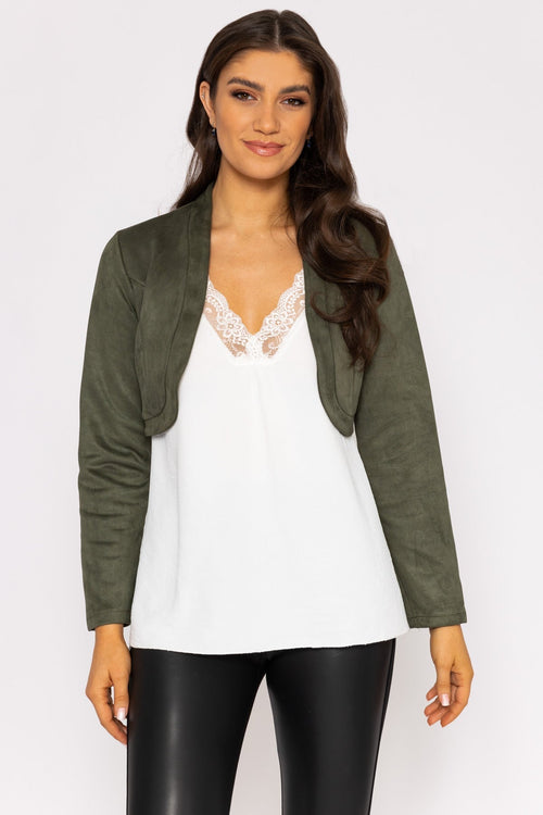 Suede Bolero in Khaki