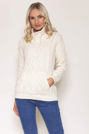 Carraig Donn Super Soft Drawstring Sweater in Cream