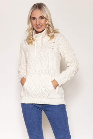 Carraig Donn Super Soft Drawstring Sweater in Cream