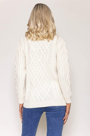 Carraig Donn Super Soft Drawstring Sweater in Cream