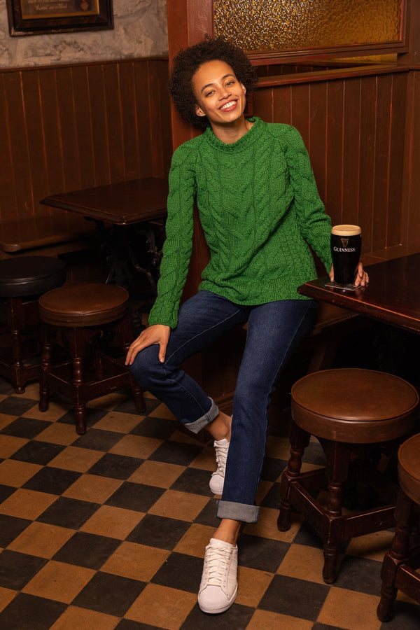 Carraig Donn Super Soft Raglan Sweater in Green