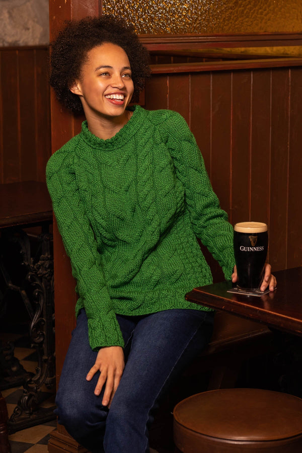 Carraig Donn Super Soft Raglan Sweater in Green