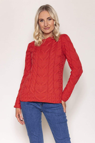 Carraig Donn Super Soft Raglan Sweater in Red