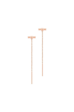 Carraig Donn T-Bar Bar-Chain Earrings in Rose Gold
