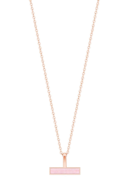 T-Bar Pink Bar Pendant in Rose Gold