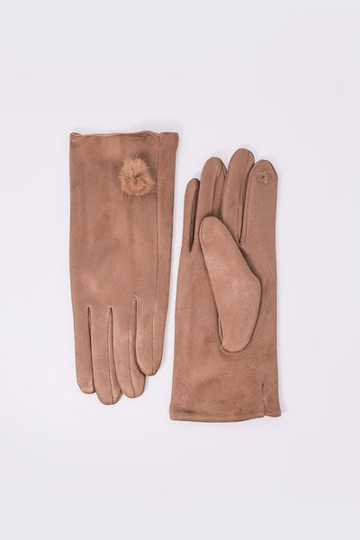 Carraig Donn Tan Gloves with Pom Trim