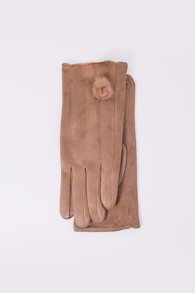 Carraig Donn Tan Gloves with Pom Trim