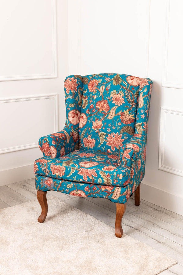Carraig Donn Teal Upholstered Queen Anne Chair