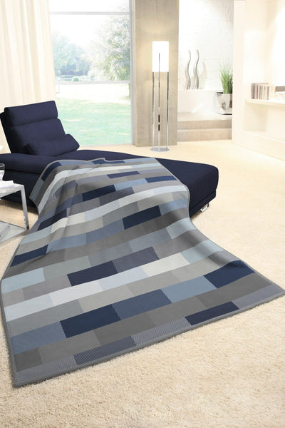 Carraig Donn Textured Block Navy Sofa Blanket