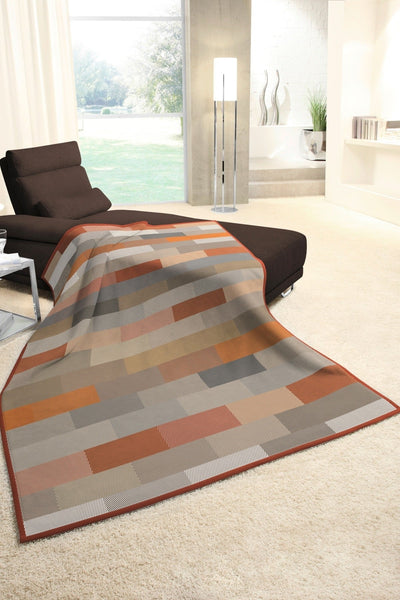 Carraig Donn Textured Block Terracotta Sofa Blanket