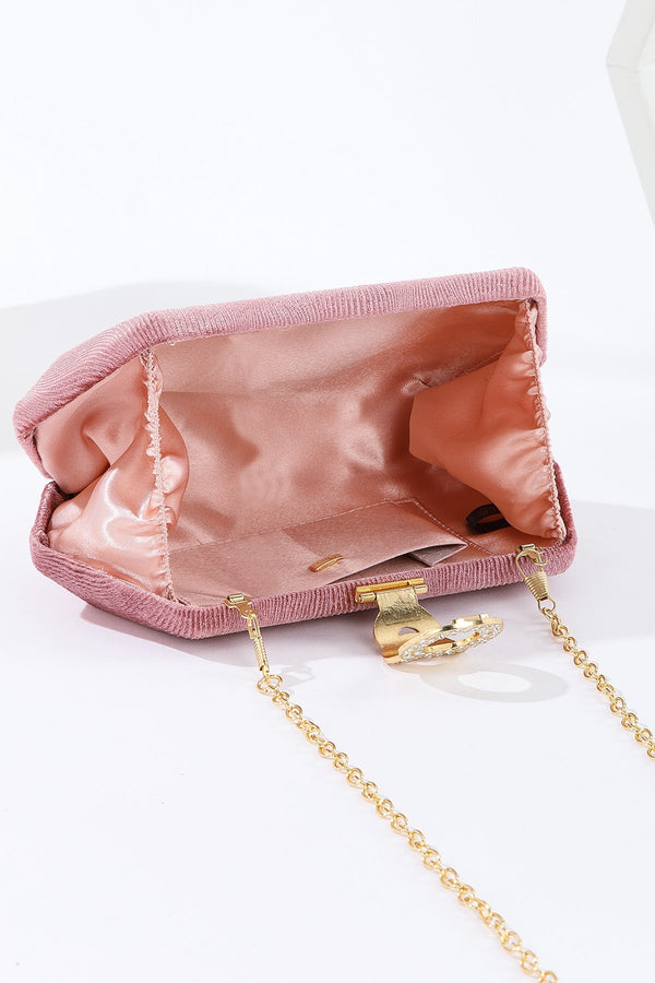 Carraig Donn Textured Clutch Bag with Metal Tab in Rose