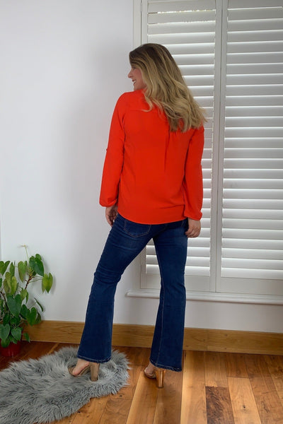 Carraig Donn Textured Long Sleeve Blouse in Orange
