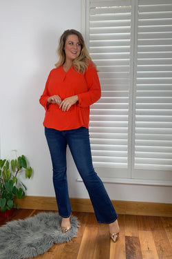 Carraig Donn Textured Long Sleeve Blouse in Orange