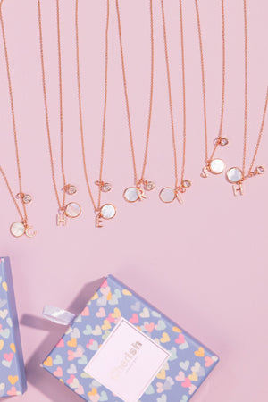 Carraig Donn The "F" Initial Necklace in Rose Gold