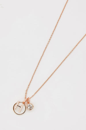 H Initial Necklace in Rose Gold