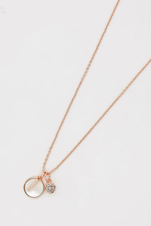 I Initial Necklace in Rose Gold