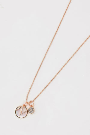 N Initial Necklace in Rose Gold
