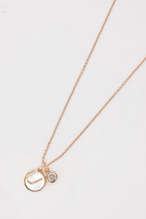 U Initial Necklace in Rose Gold