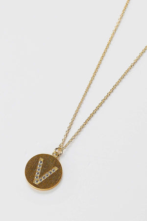 V Initial Necklace in Gold