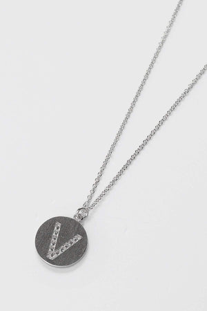 V Initial Necklace in Silver