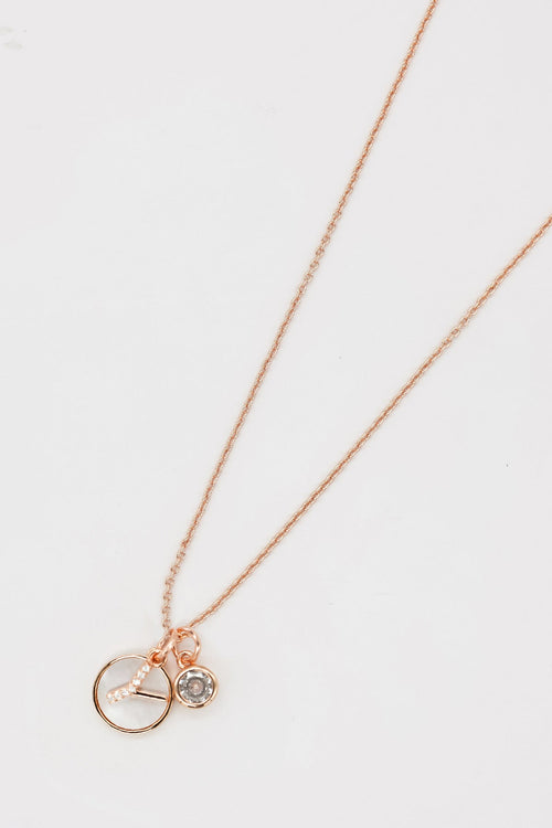 Y Initial Necklace in Rose Gold