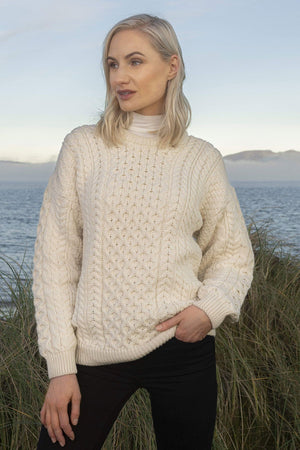 Traditional Unisex Aran Sweater in Cream
