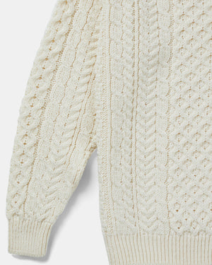 Carraig Donn Traditional Unisex Aran Sweater in Cream