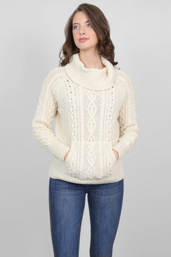 Carraig Donn Turtle Neck Sweater in Cream