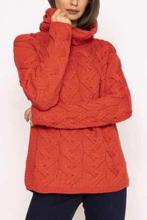 Carraig Donn Turtle Neck Sweater in Orange